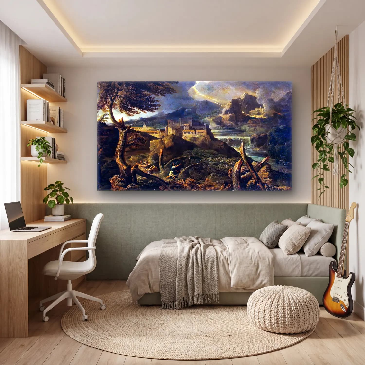 Gaspard Dughet – Landscape with Lightning cam tablo — genç odasında
