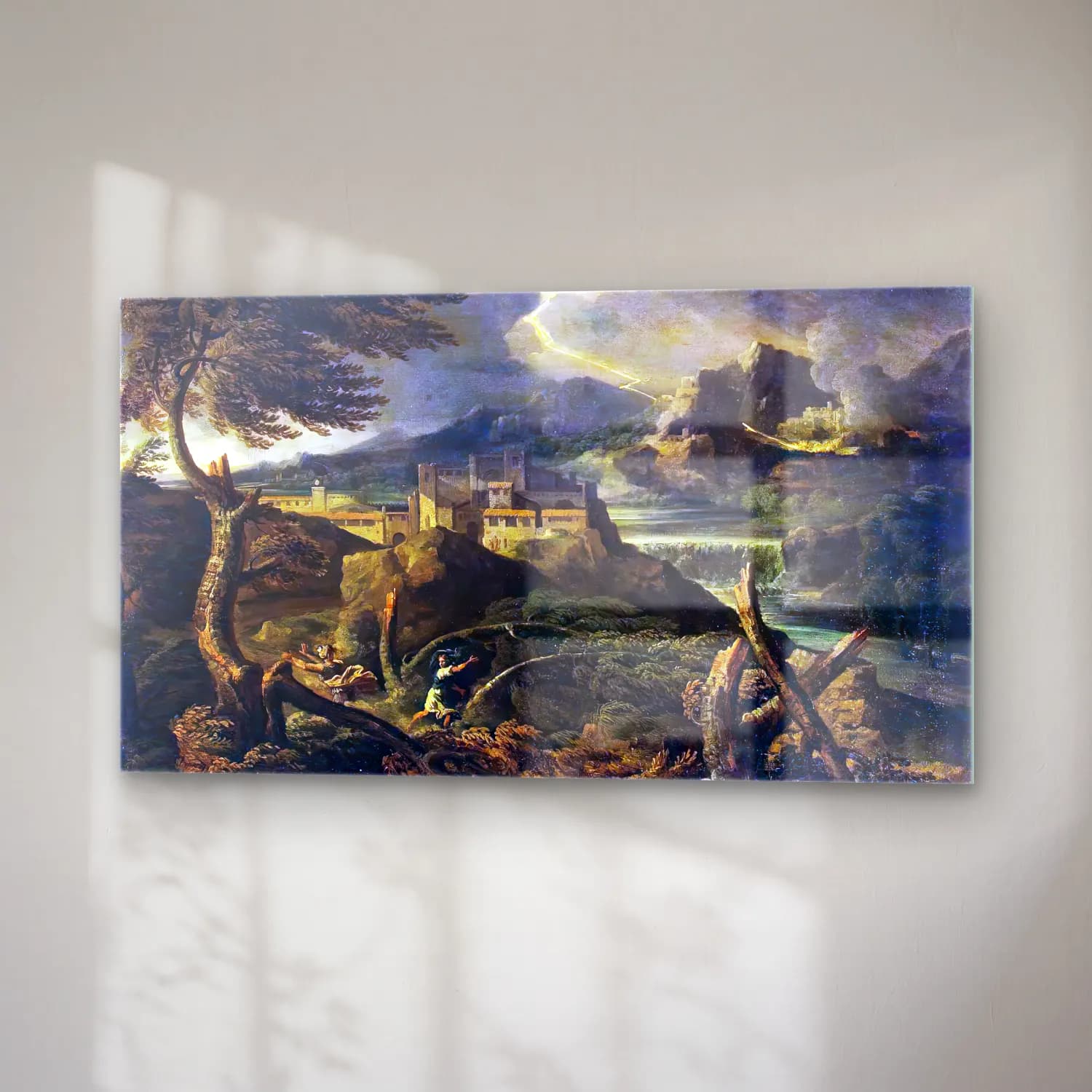 Gaspard Dughet – Landscape with Lightning cam tablo — sağ açıdan görünüm