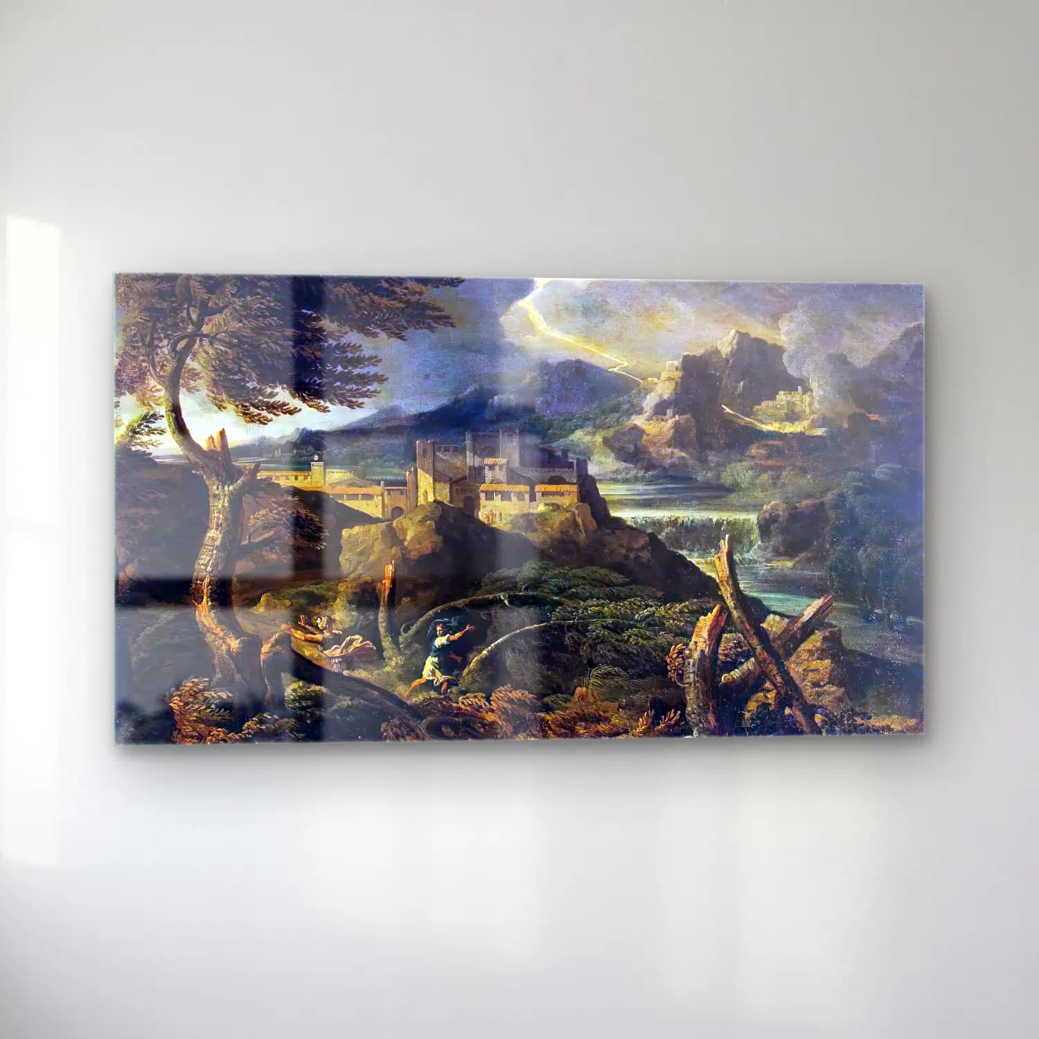 Gaspard Dughet – Landscape with Lightning cam tablo — sol açıdan görünüm