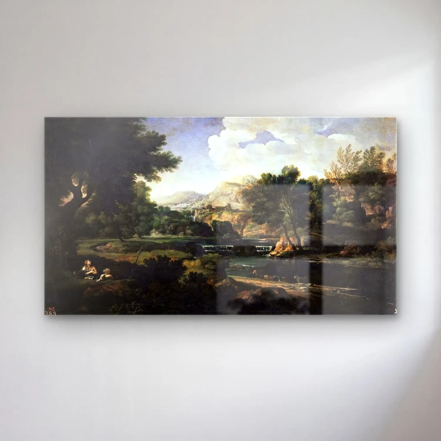 Gaspard Dughet – Landscape with Magdalen Worshipping the Cross cam tablo — Gaspard Dughet – Landscape with Magdalen Worshipping the Cross — yağlı boya kırda nehir