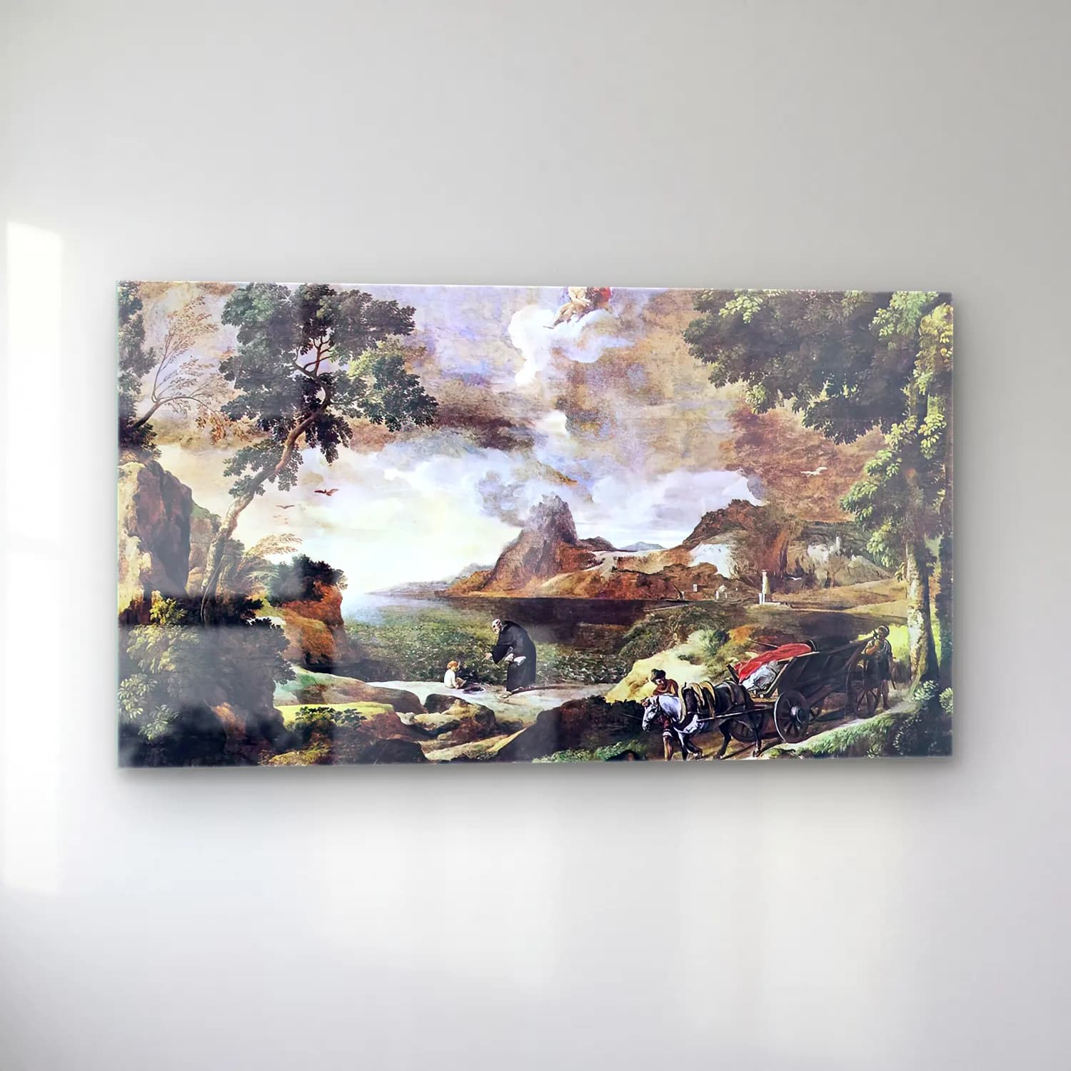 Gaspard Dughet – Landscape with St Augustine and the Mystery cam tablo — sol açıdan görünüm