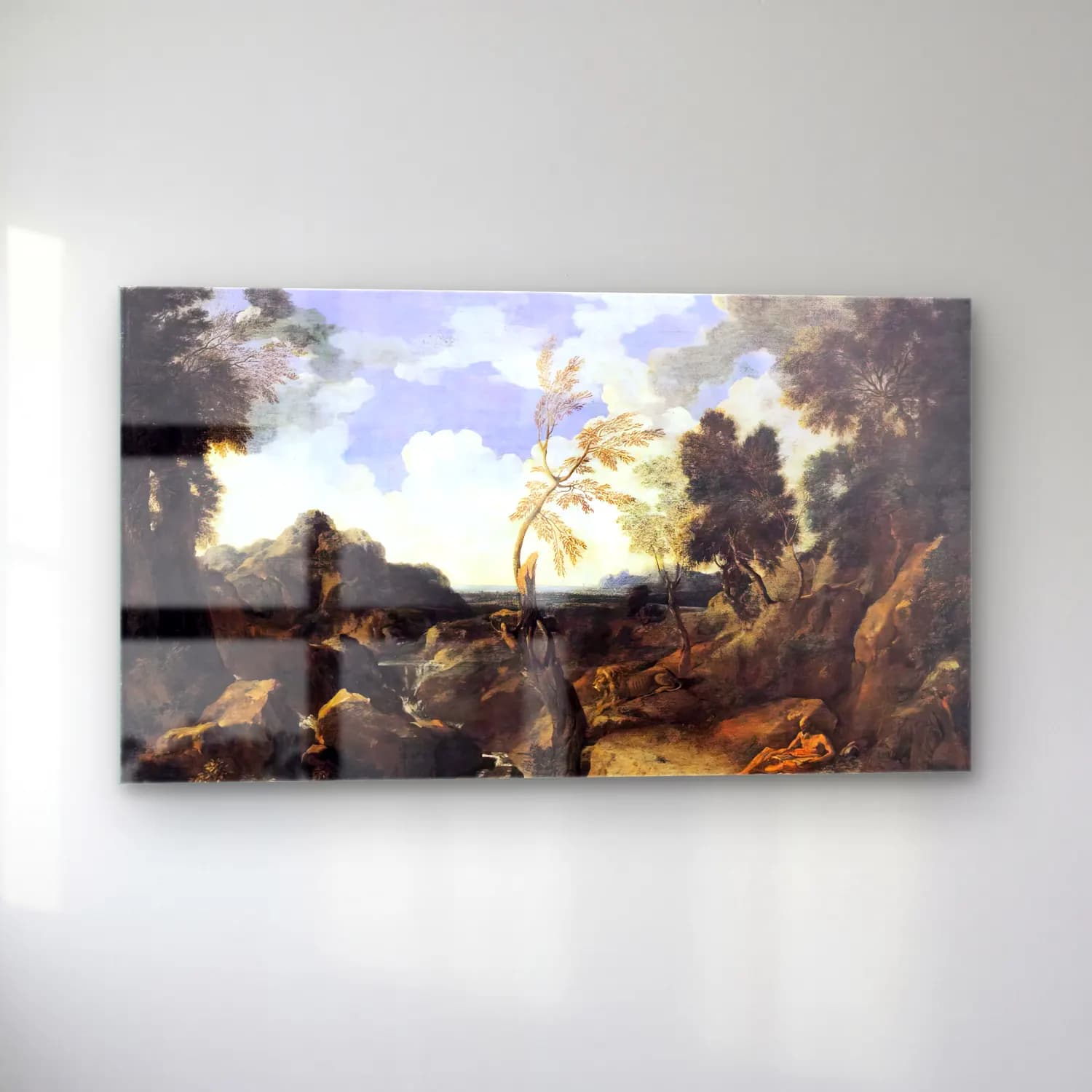 Gaspard Dughet – Landscape with St Jerome and the Lion cam tablo — sol açıdan görünüm