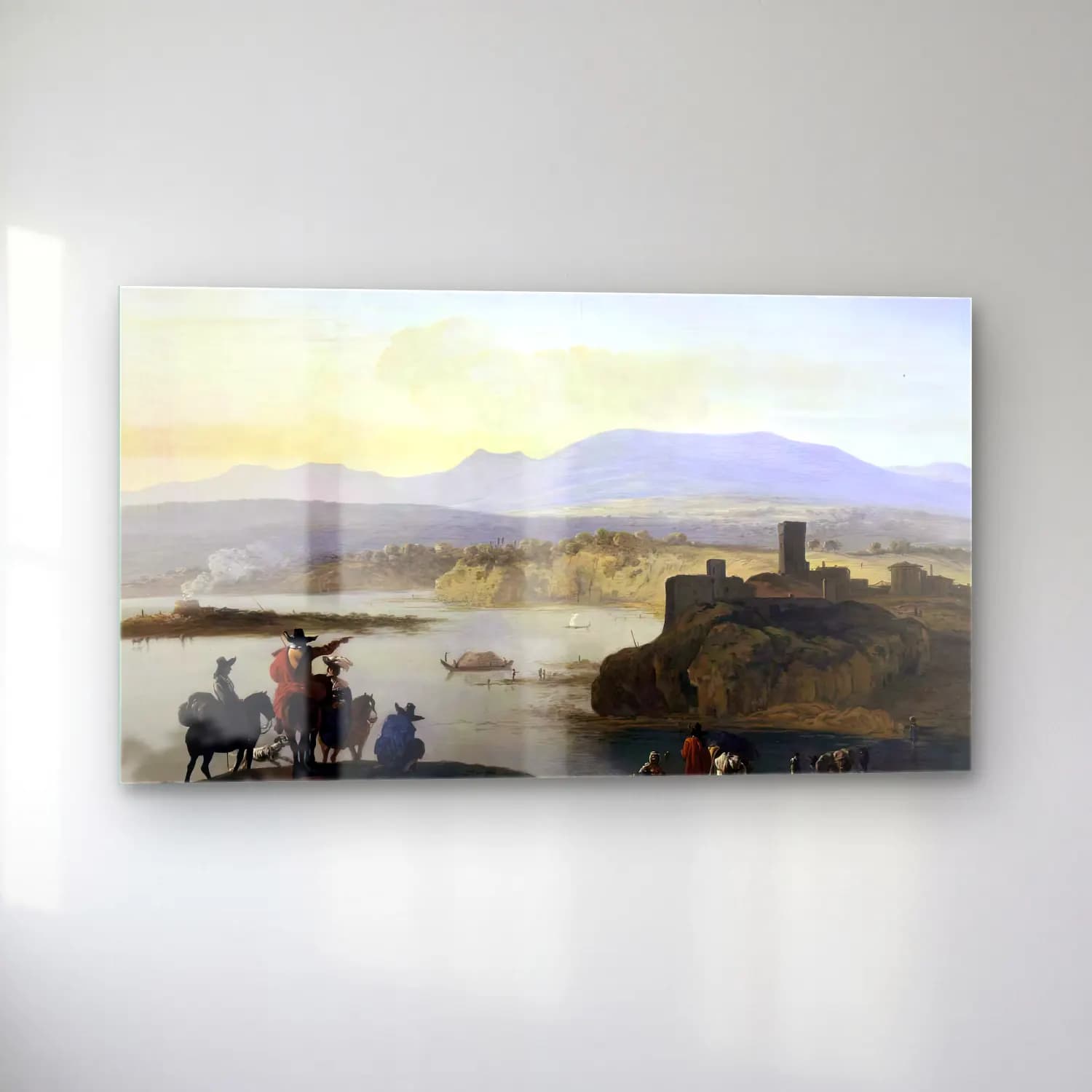 Karel Dujardin – Italianate Landscape with Travellers on Horseback cam tablo — sol açıdan görünüm