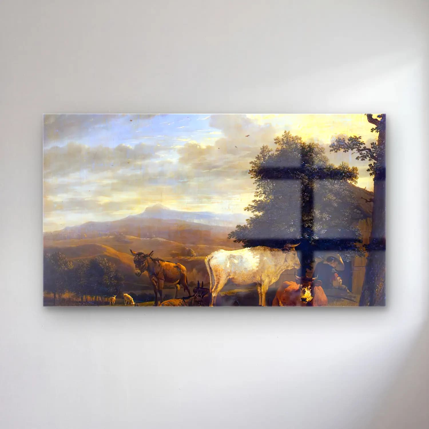 Karel Dujardin – Landscape with Cattle cam tablo — Karel Dujardin – Landscape with Cattle — yağlı boya dağ manzarası