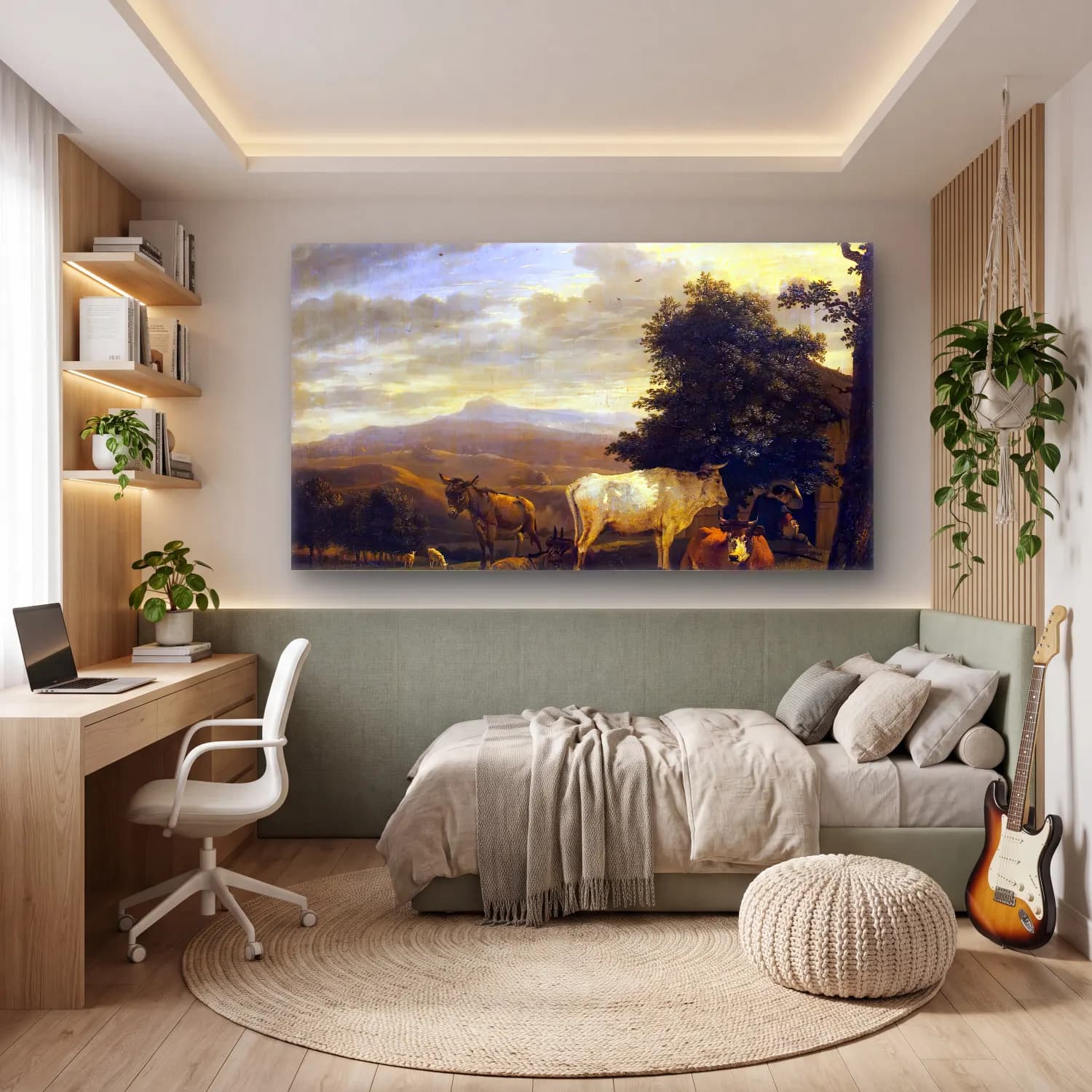 Karel Dujardin – Landscape with Cattle cam tablo — genç odasında
