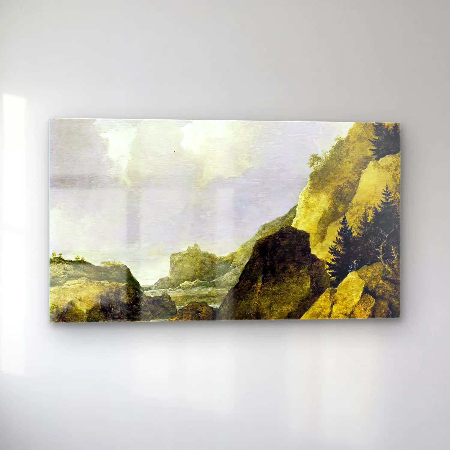Allaert van Everdingen – Scandinavian Rocky River Landscape cam tablo — sol açıdan görünüm