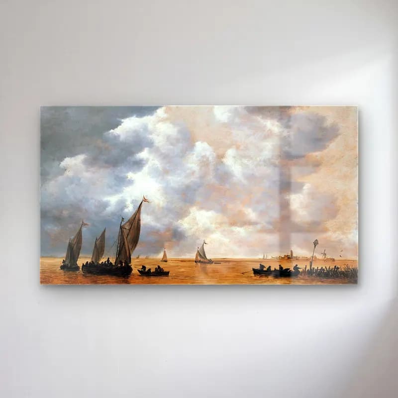 Jan van Goyen – An Estuary Scene cam tablo — Jan van Goyen – An Estuary Scene — yağlı boya yelkenliler