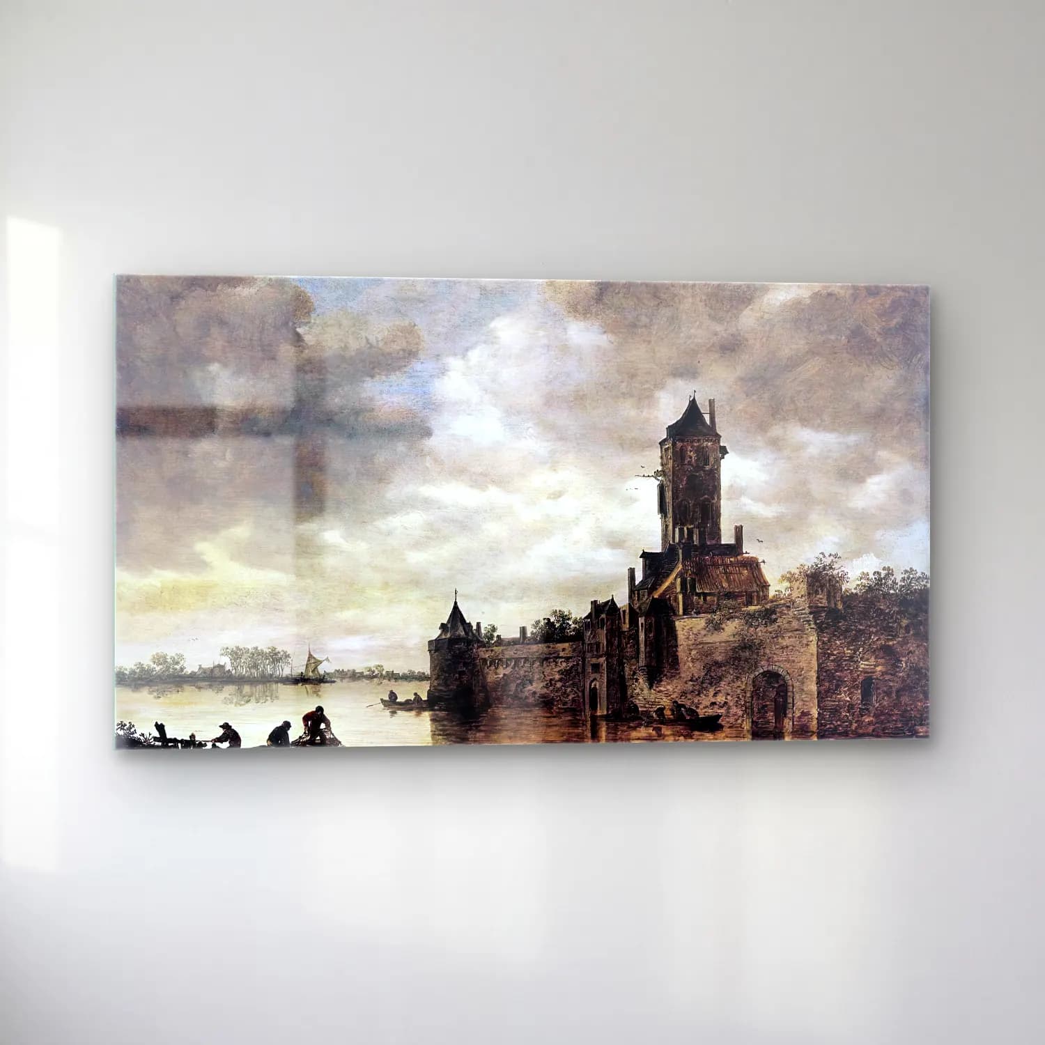 Jan van Goyen – Castle by a River cam tablo — sol açıdan görünüm