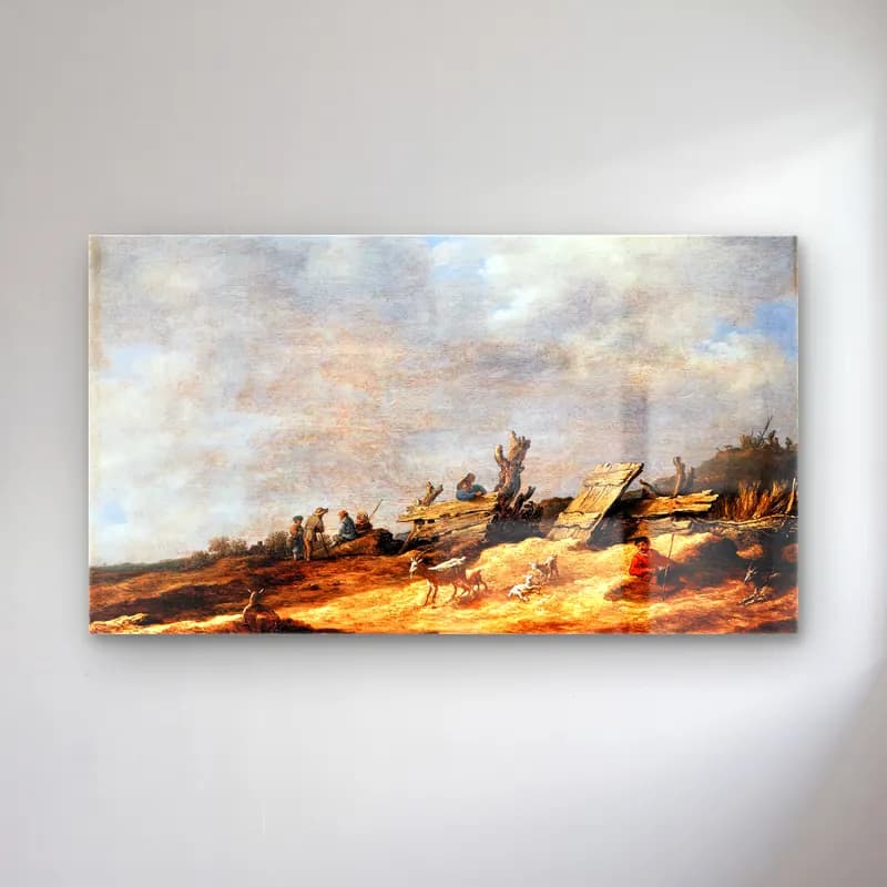Jan van Goyen – Dune Landscape cam tablo — Jan van Goyen – Dune Landscape — yağlı boya savaş sahnesi