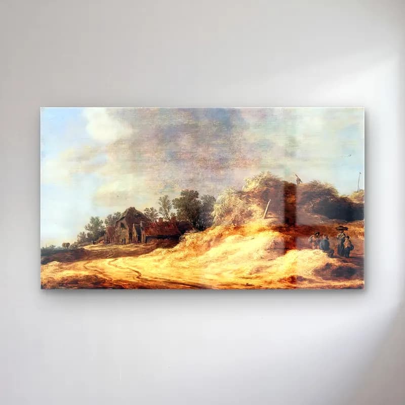 Jan van Goyen – Dunes cam tablo — Jan van Goyen – Dunes — yağlı boya kır evi