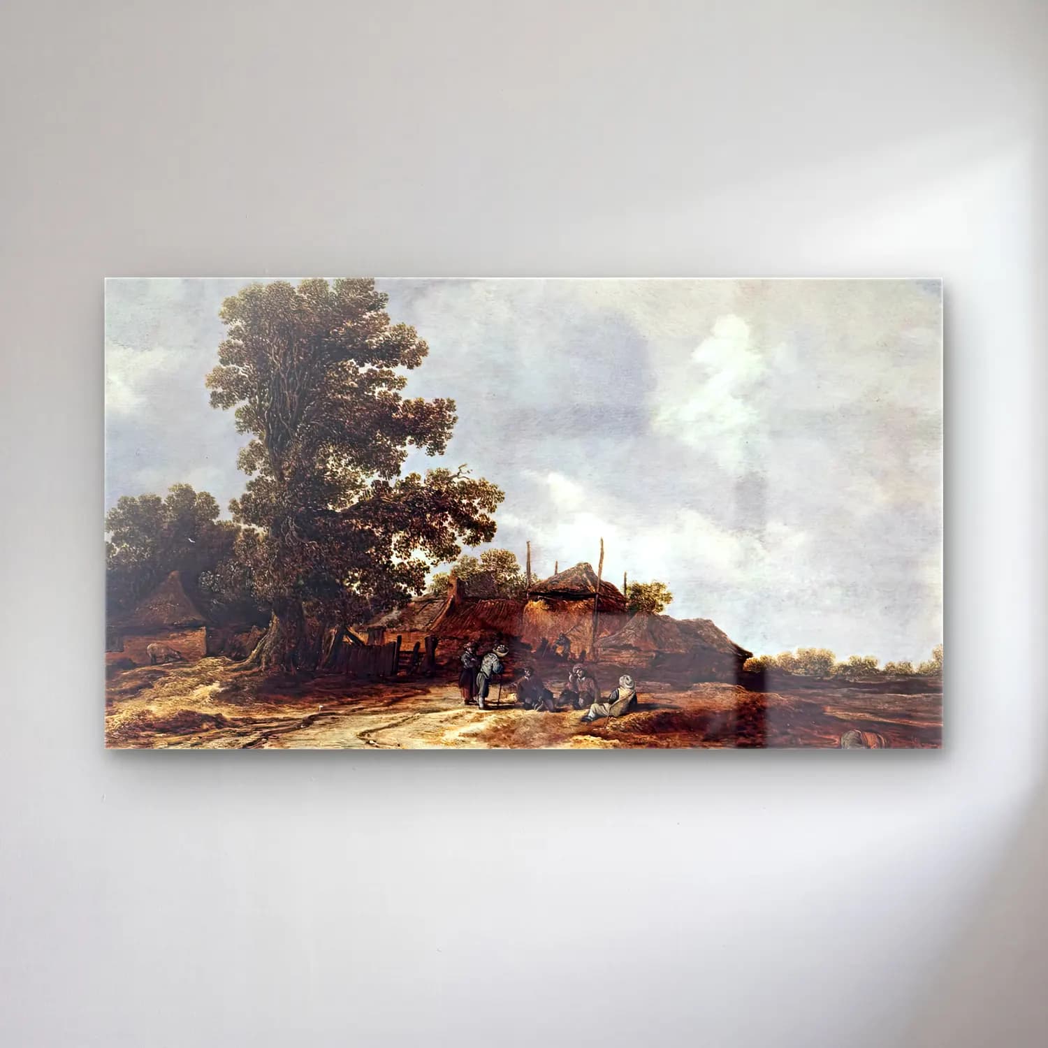 Jan van Goyen – Farmyard with Haystack cam tablo — Jan van Goyen – Farmyard with Haystack — yağlı boya kır evi