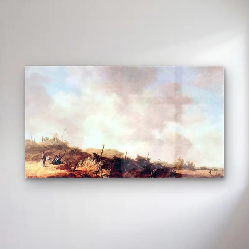 Jan van Goyen – Landscape with Dunes cam tablo — Jan van Goyen – Landscape with Dunes — yağlı boya savaş sahnesi
