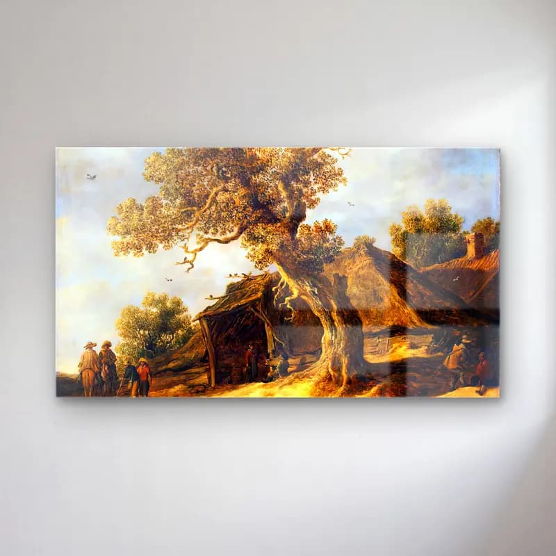 Jan van Goyen – Landscape with Oak cam tablo — Jan van Goyen – Landscape with Oak — yağlı boya kır evi