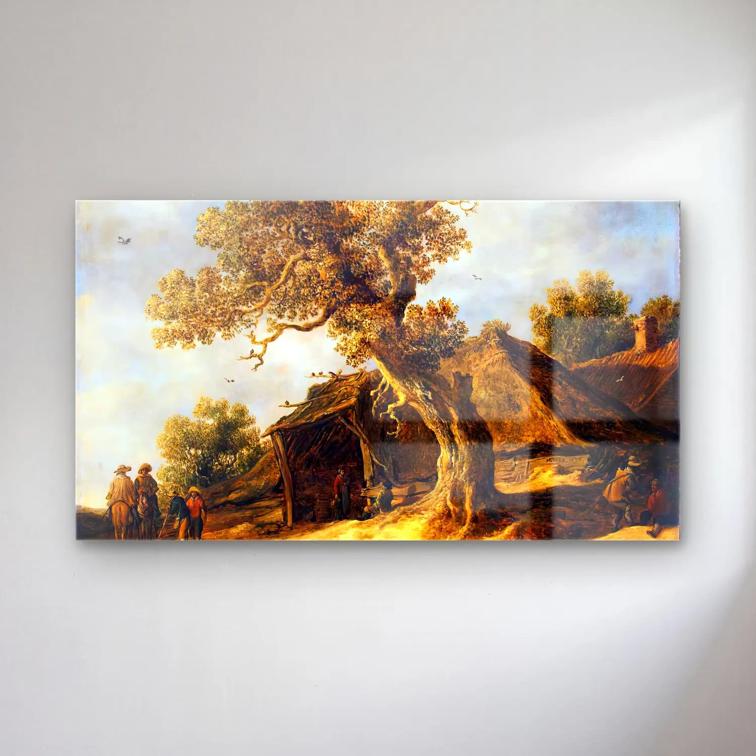 Jan van Goyen – Landscape with Oak cam tablo — Jan van Goyen – Landscape with Oak — yağlı boya kır evi