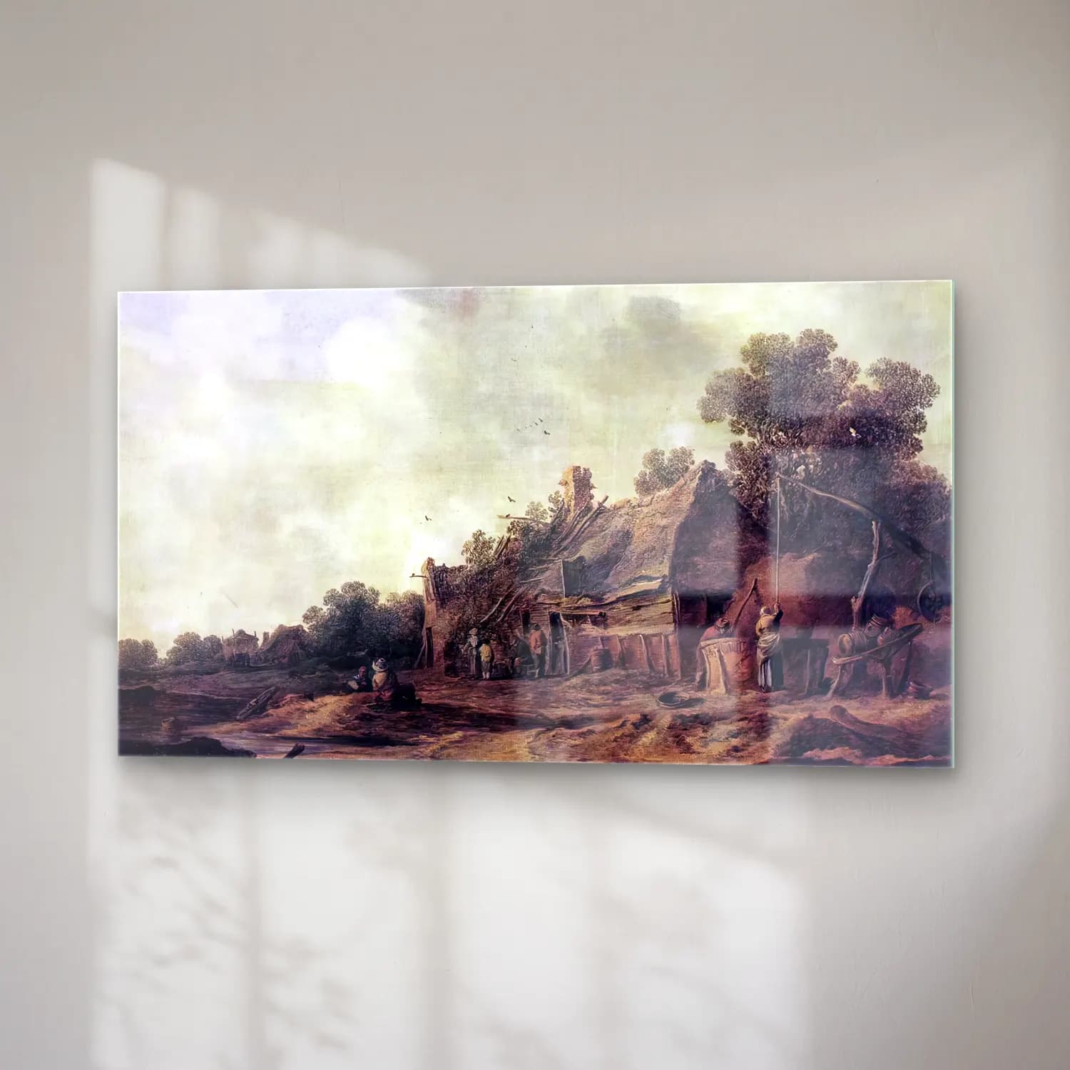 Jan van Goyen – Peasant Huts with a Sweep Well cam tablo — sağ açıdan görünüm