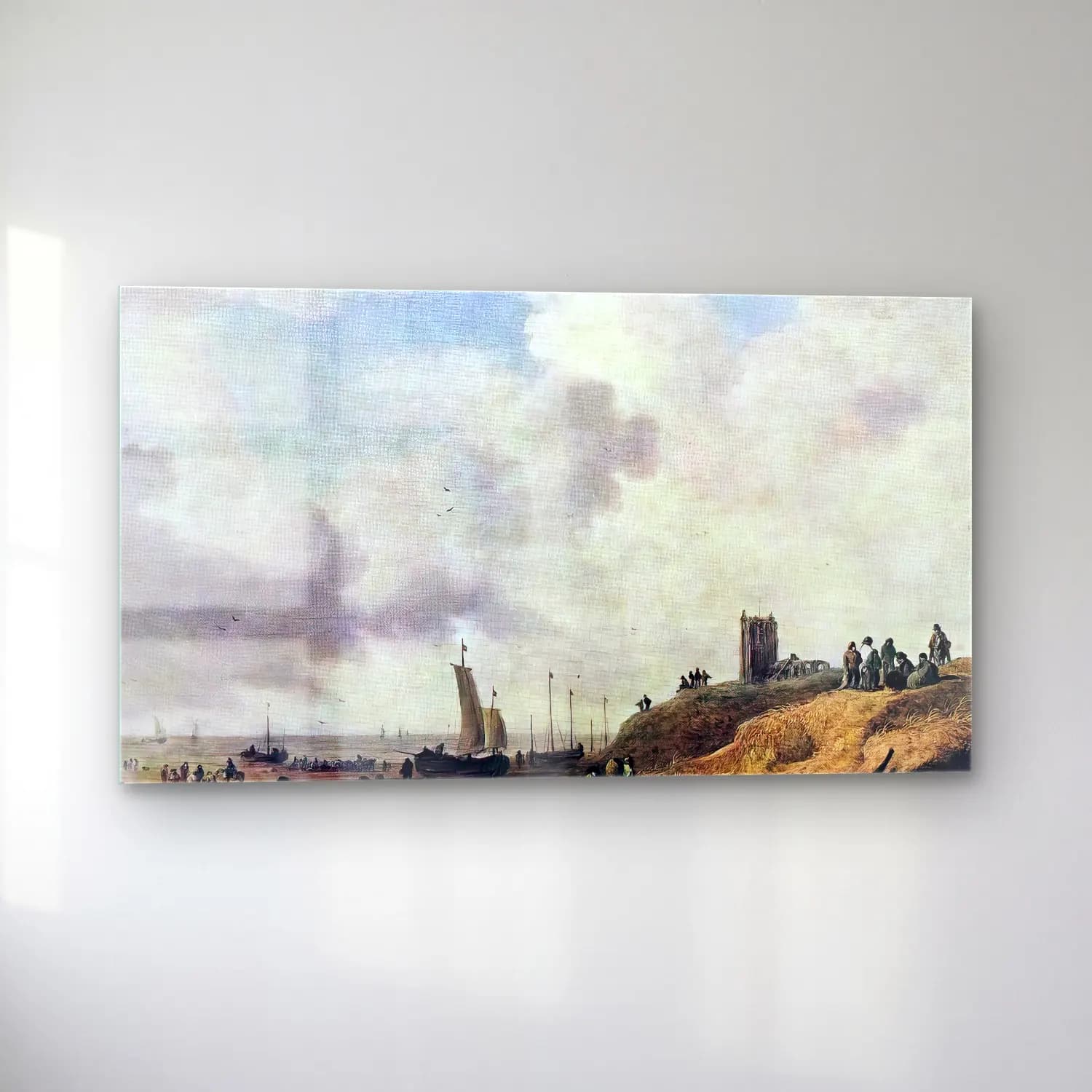 Jan van Goyen – Seashore at Scheveningen cam tablo — sol açıdan görünüm