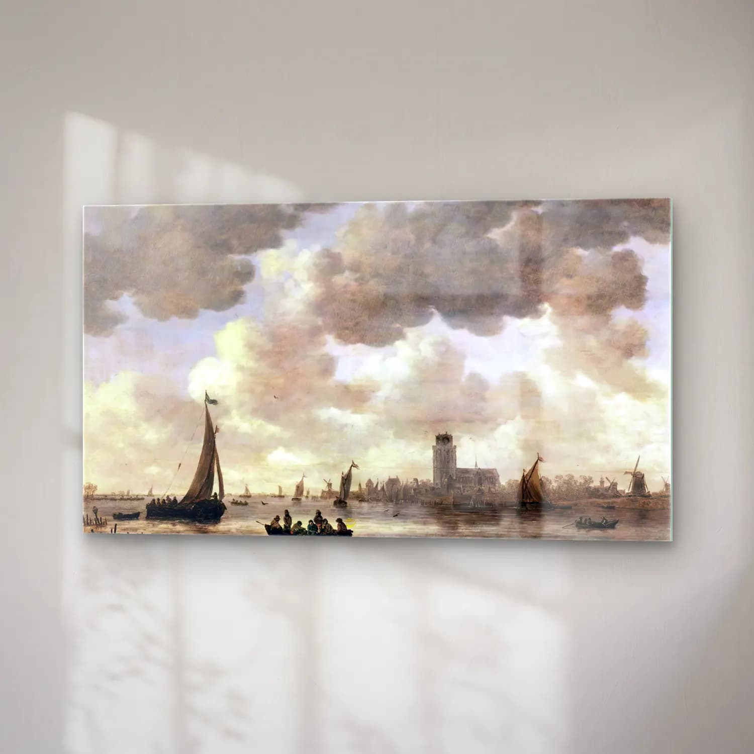 Jan van Goyen – The Meuse at Dordrecht with the Groote Kerk cam tablo — sağ açıdan görünüm