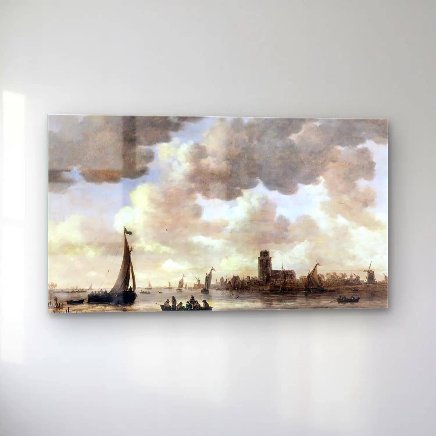 Jan van Goyen – The Meuse at Dordrecht with the Groote Kerk cam tablo — sol açıdan görünüm