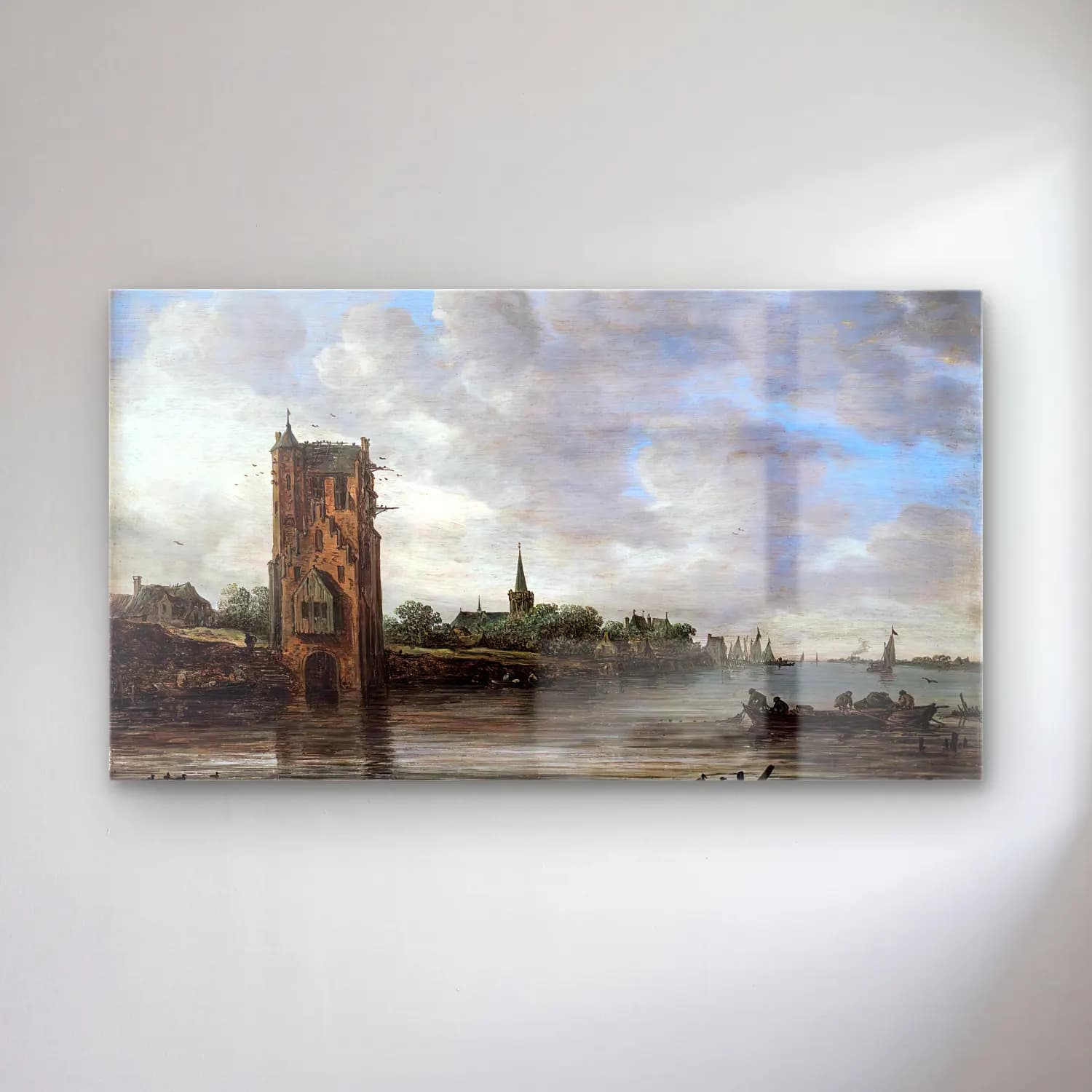 Jan van Goyen – The Pelkus Gate near Utrecht – Siyah Beyaz Tonlar cam tablo — Jan van Goyen – The Pelkus Gate near Utrecht – Siyah Beyaz Tonlar — yağlı boya katedral