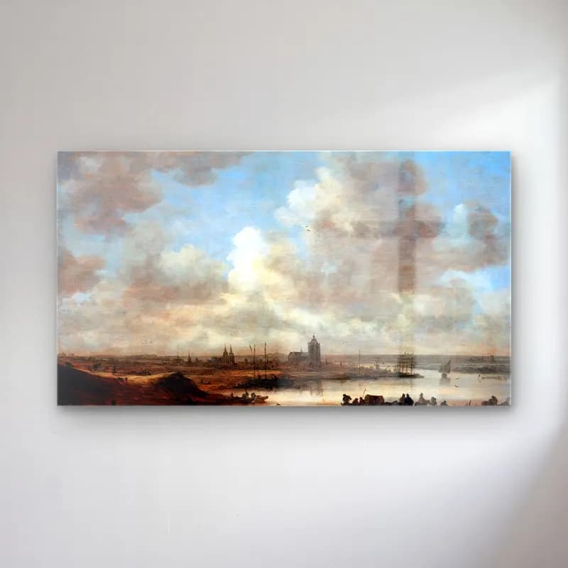 Jan van Goyen – The Rhine at Arnhem cam tablo — Jan van Goyen – The Rhine at Arnhem — yağlı boya liman ve tekneler