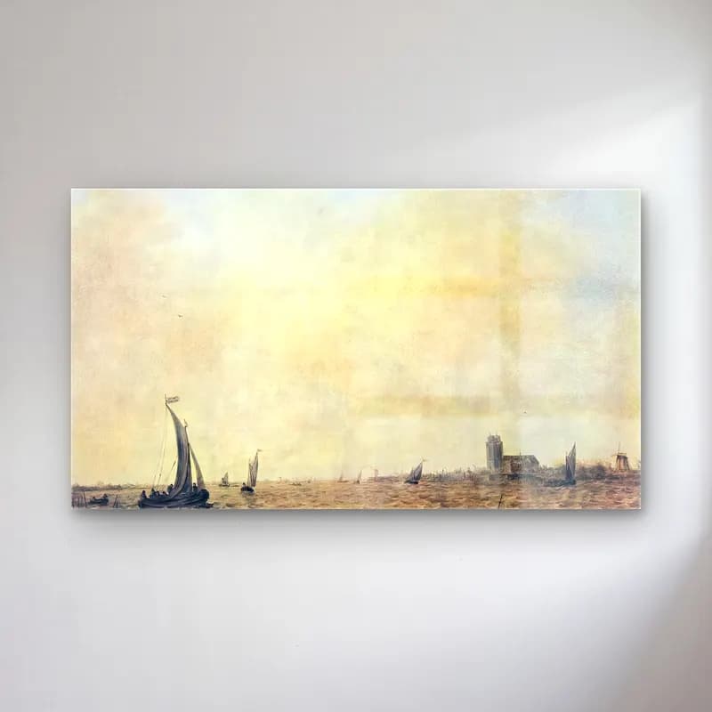 Jan van Goyen – View of Dordrecht from the Oude Maas cam tablo — Jan van Goyen – View of Dordrecht from the Oude Maas — yağlı boya yelkenliler