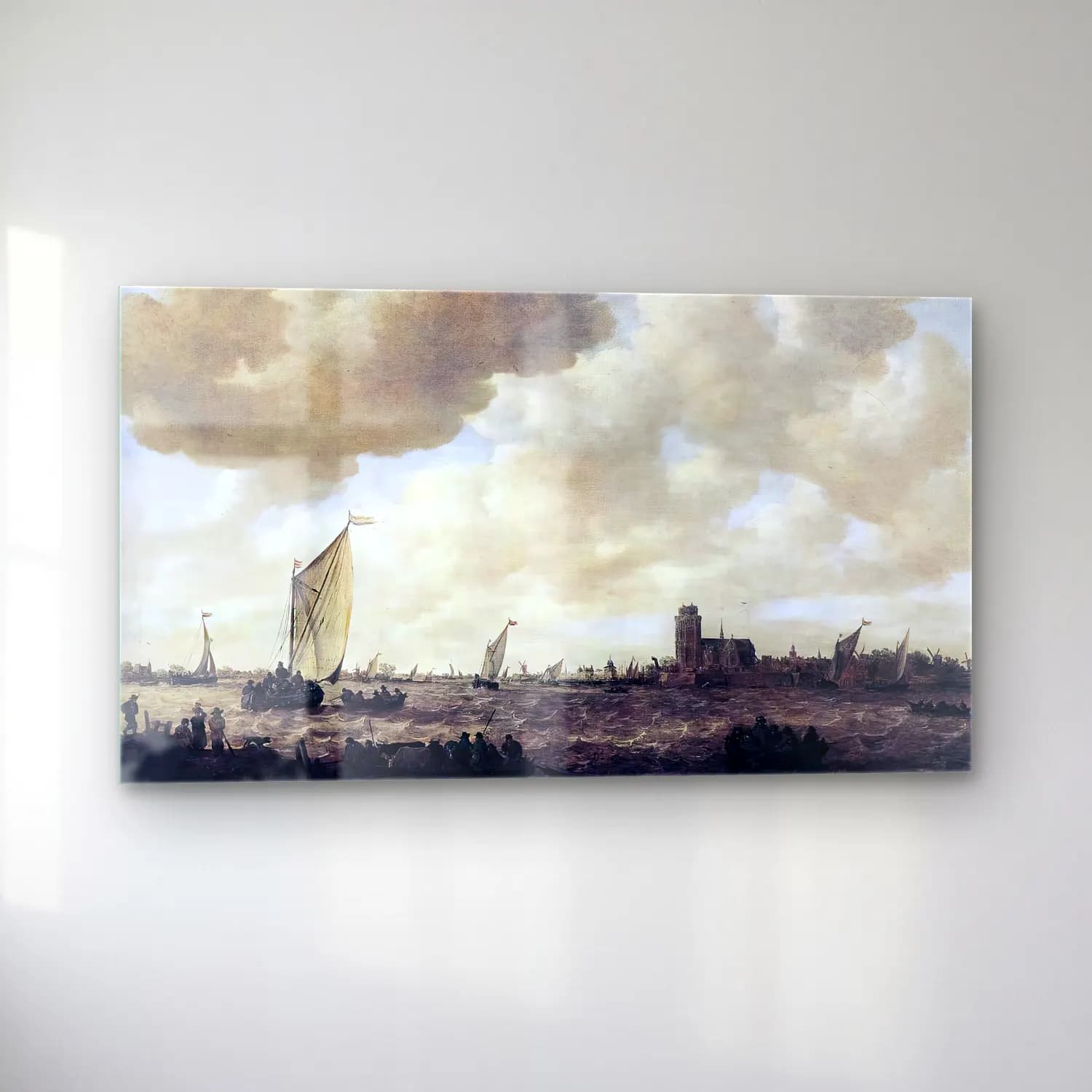 Jan van Goyen – View of Dordrecht – Bej Tonlar cam tablo — sol açıdan görünüm