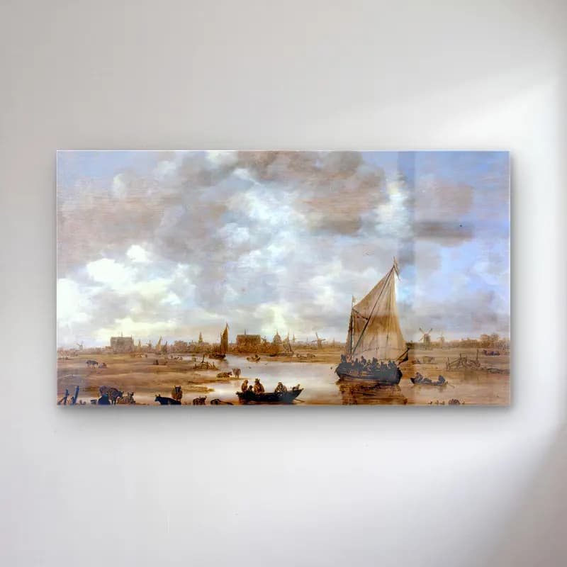 Jan van Goyen – View of Leiden from the Northeast cam tablo — Jan van Goyen – View of Leiden from the Northeast — yağlı boya liman ve tekneler