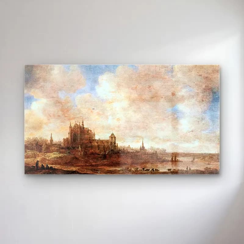 Jan van Goyen – View of Leiden cam tablo — Jan van Goyen – View of Leiden — yağlı boya şato