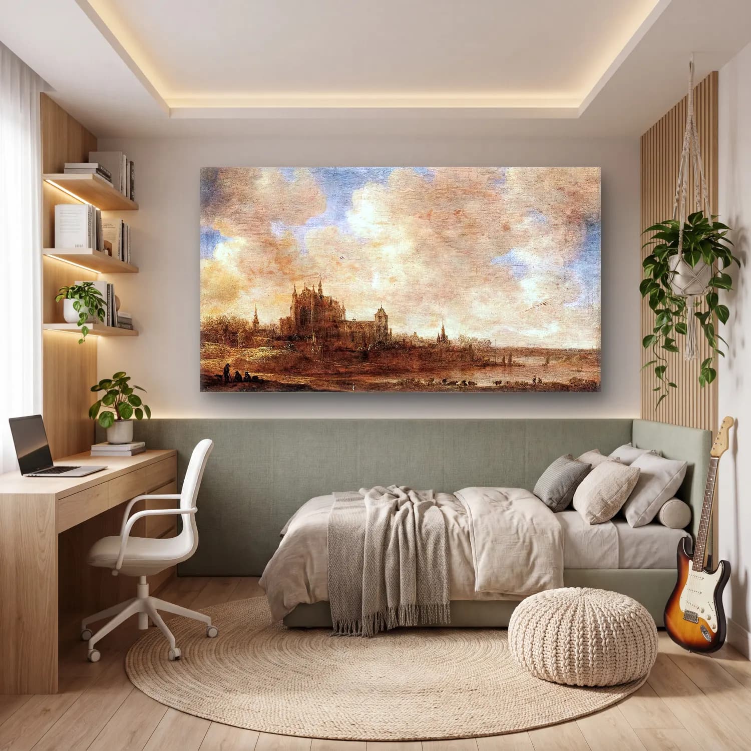 Jan van Goyen – View of Leiden cam tablo — genç odasında