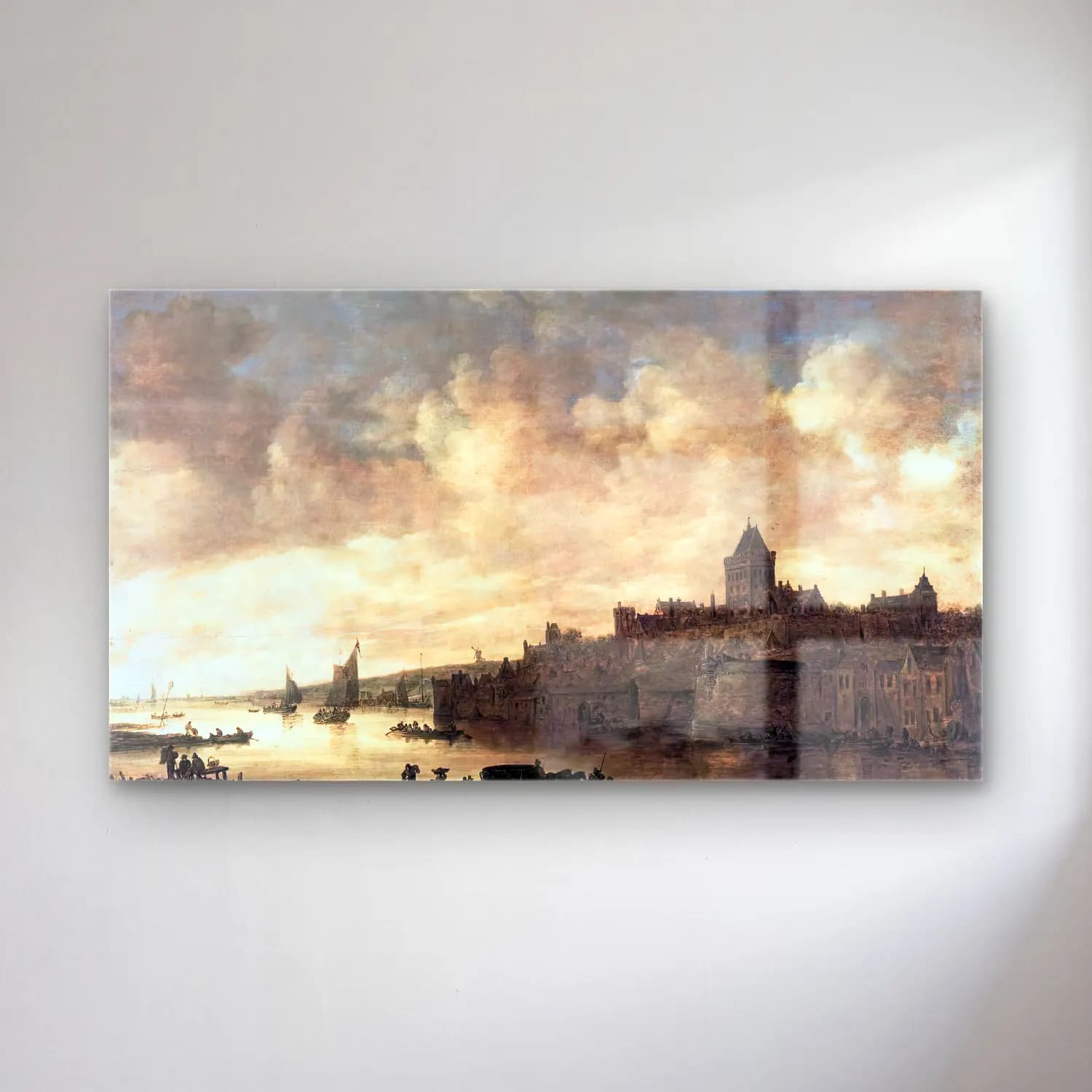 Jan van Goyen – View of Nijmegen cam tablo — Jan van Goyen – View of Nijmegen — yağlı boya liman ve tekneler