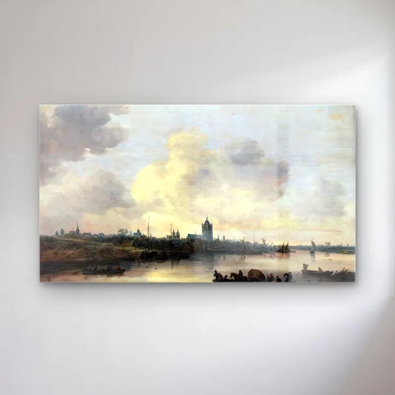Jan van Goyen – View of the City of Arnhem cam tablo — Jan van Goyen – View of the City of Arnhem — yağlı boya liman ve tekneler