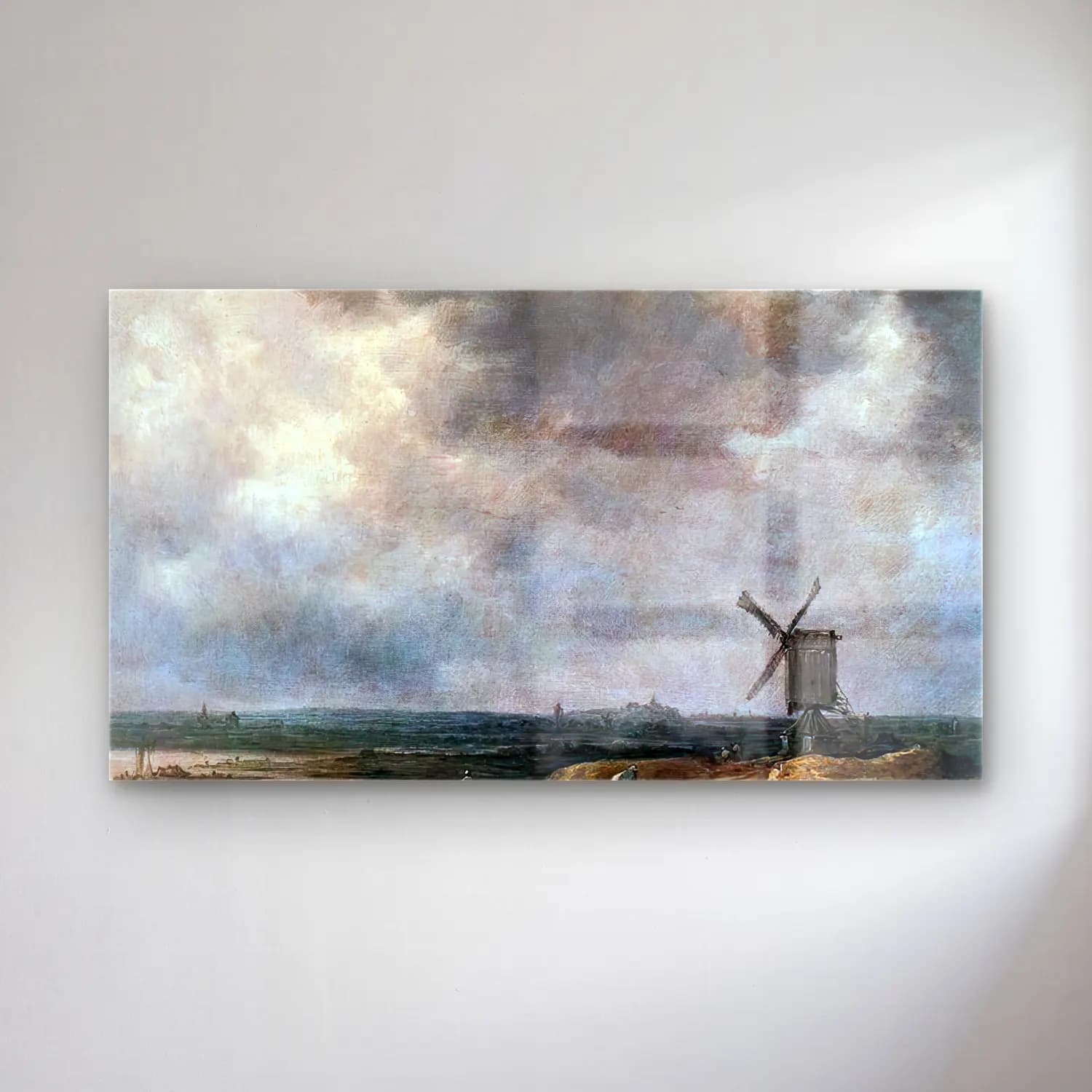 Jan van Goyen – Windmill by a River cam tablo — Jan van Goyen – Windmill by a River — yağlı boya bulutlu gökyüzü