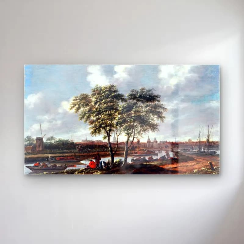 Thomas Heeremans – View of Leiden cam tablo — Thomas Heeremans – View of Leiden — yağlı boya liman ve tekneler