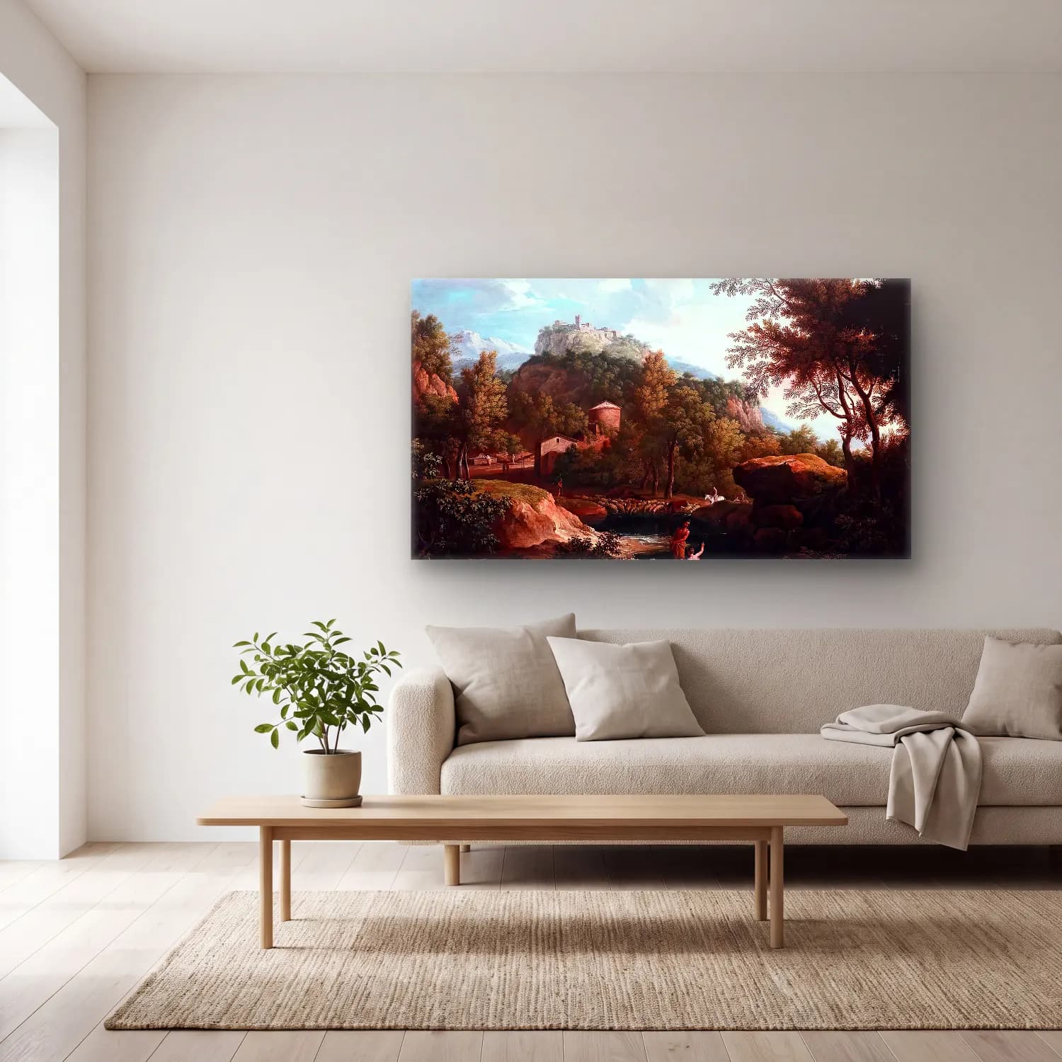 Jacob de Heusch – Italian Landscape cam tablo — açık renk salonda