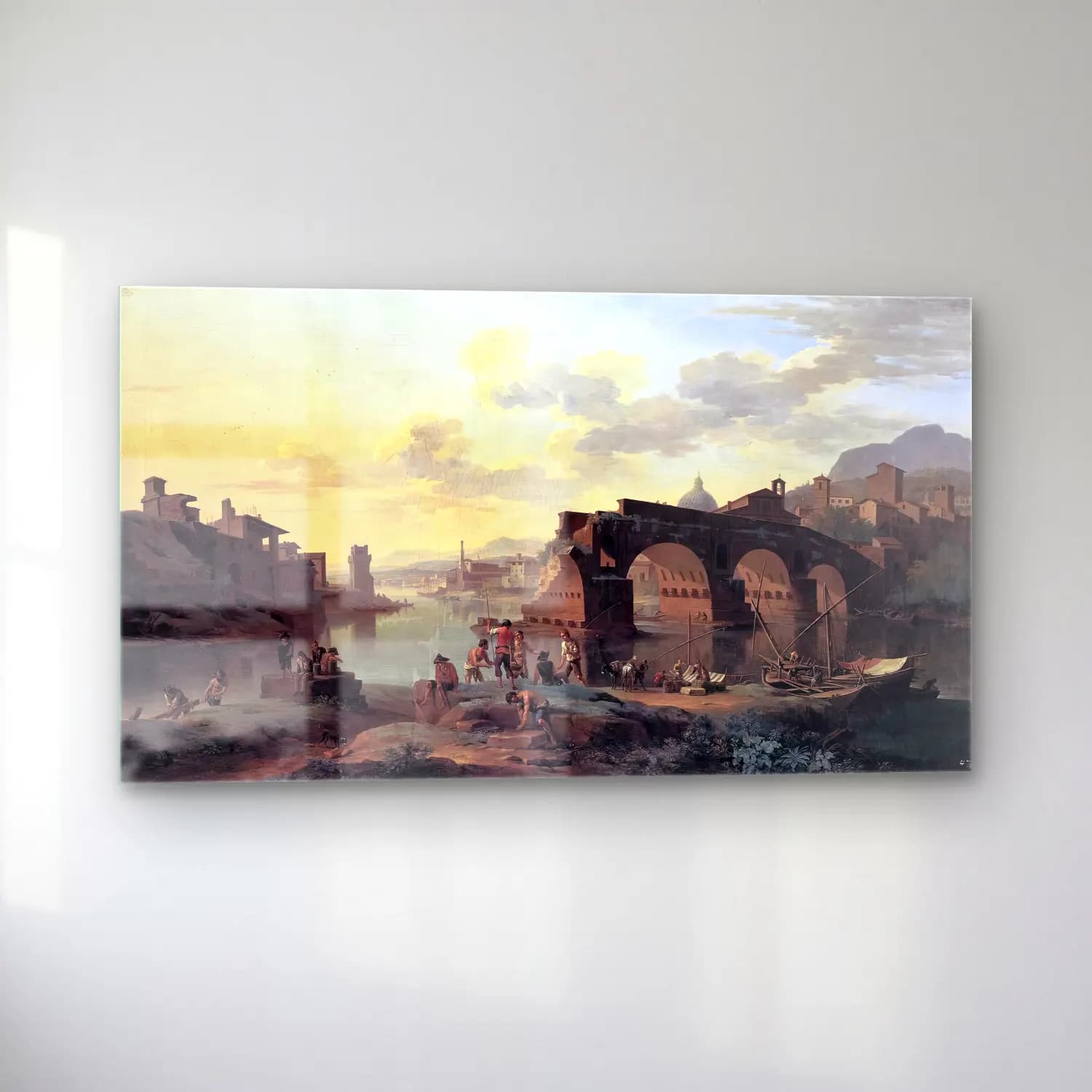 Jacob de Heusch – River View with the Ponte Rotto cam tablo — sol açıdan görünüm