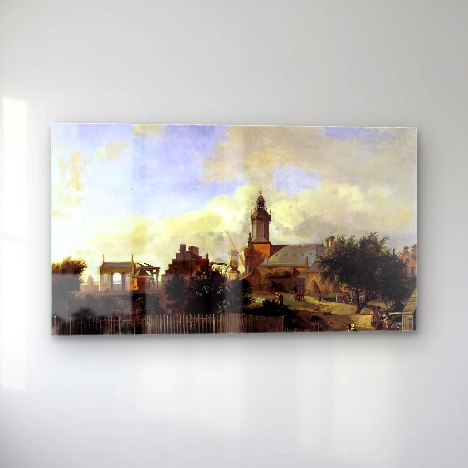 Jan van der Heyden – Amsterdam Street before Haarlem Tower cam tablo — sol açıdan görünüm