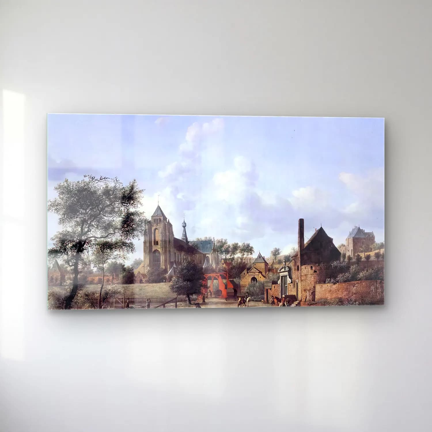 Jan van der Heyden – Approach to the Town of Veere cam tablo — sol açıdan görünüm