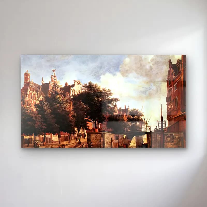 Jan van der Heyden – The Martelaarsgracht in Amsterdam cam tablo — Jan van der Heyden – The Martelaarsgracht in Amsterdam — yağlı boya köy sokağı