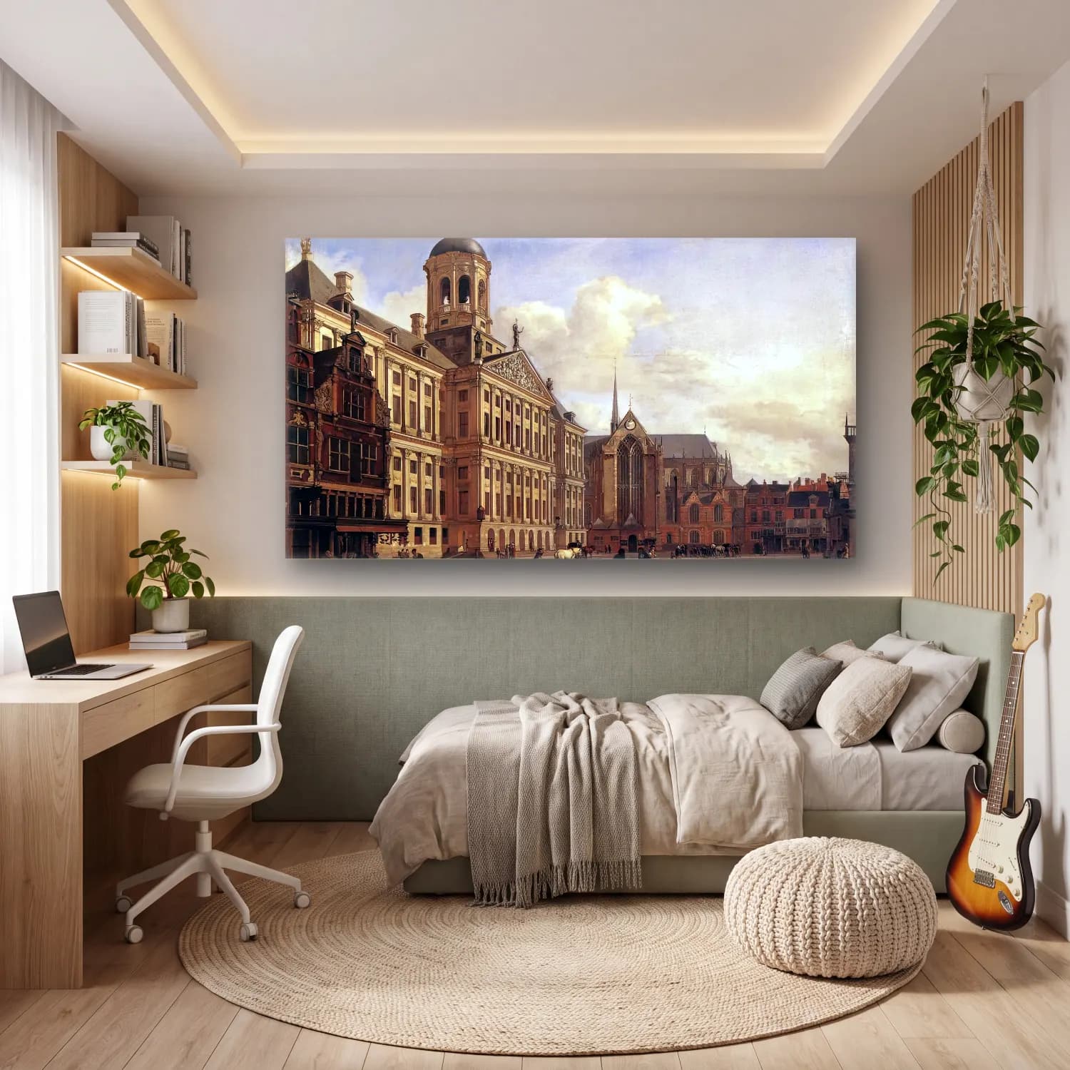 Jan van der Heyden – The New Town Hall in Amsterdam cam tablo — genç odasında