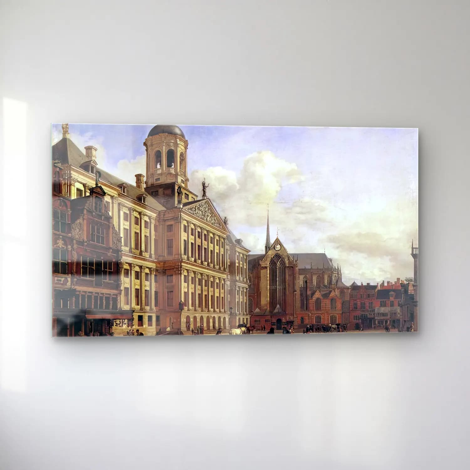 Jan van der Heyden – The New Town Hall in Amsterdam cam tablo — sol açıdan görünüm