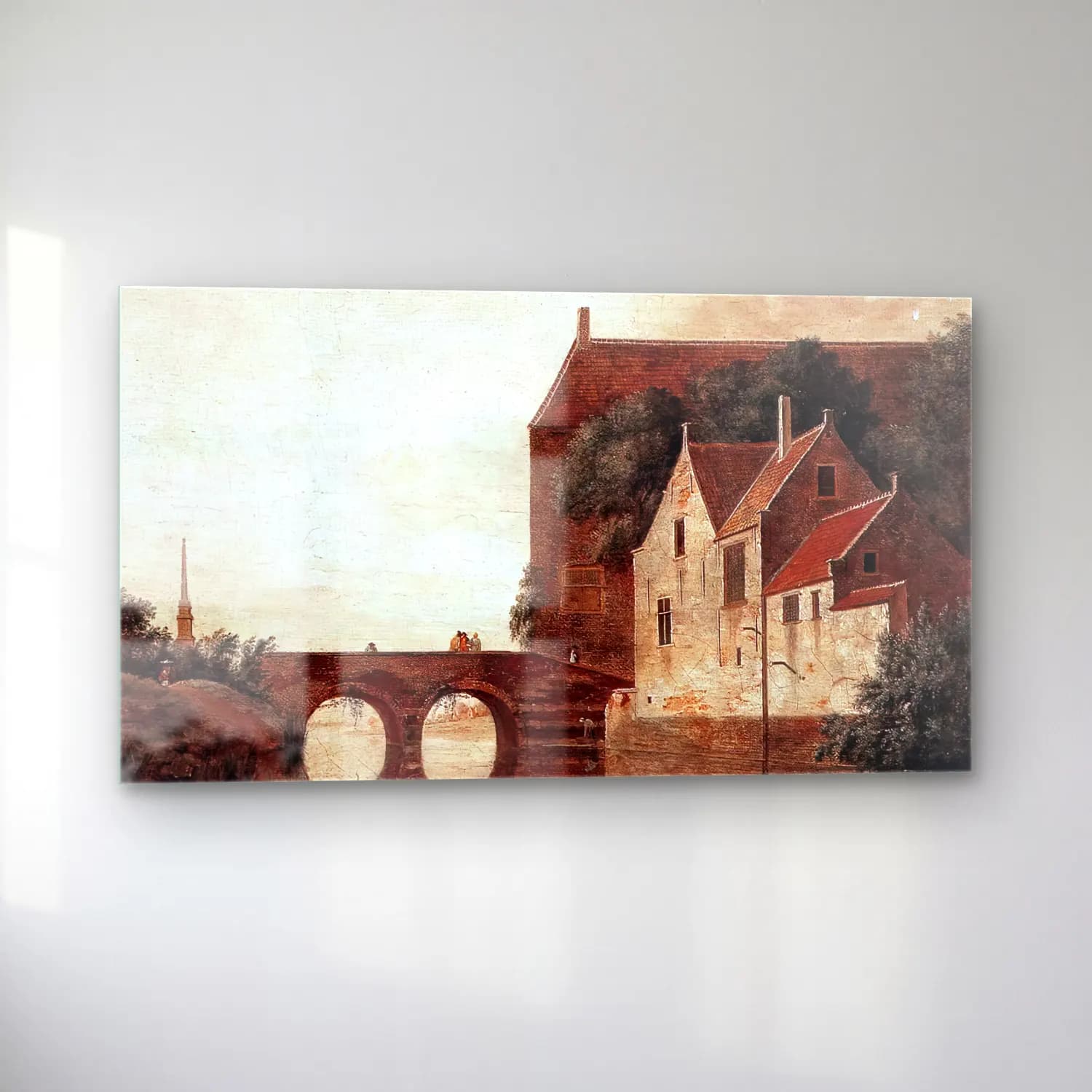 Jan van der Heyden – View of a Bridge cam tablo — sol açıdan görünüm