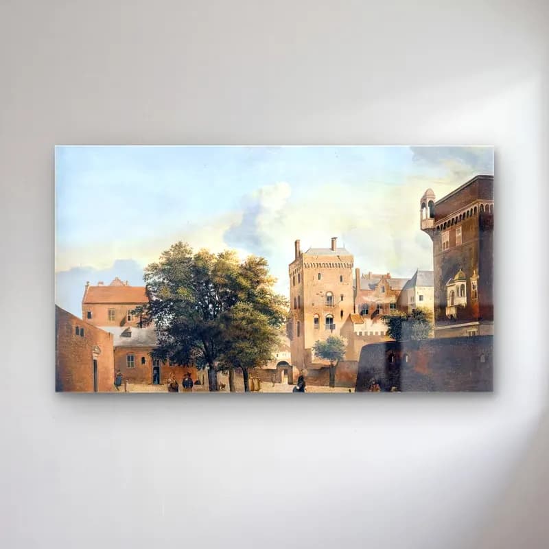 Jan van der Heyden – View of a Small Town Square cam tablo — Jan van der Heyden – View of a Small Town Square — suluboya şato