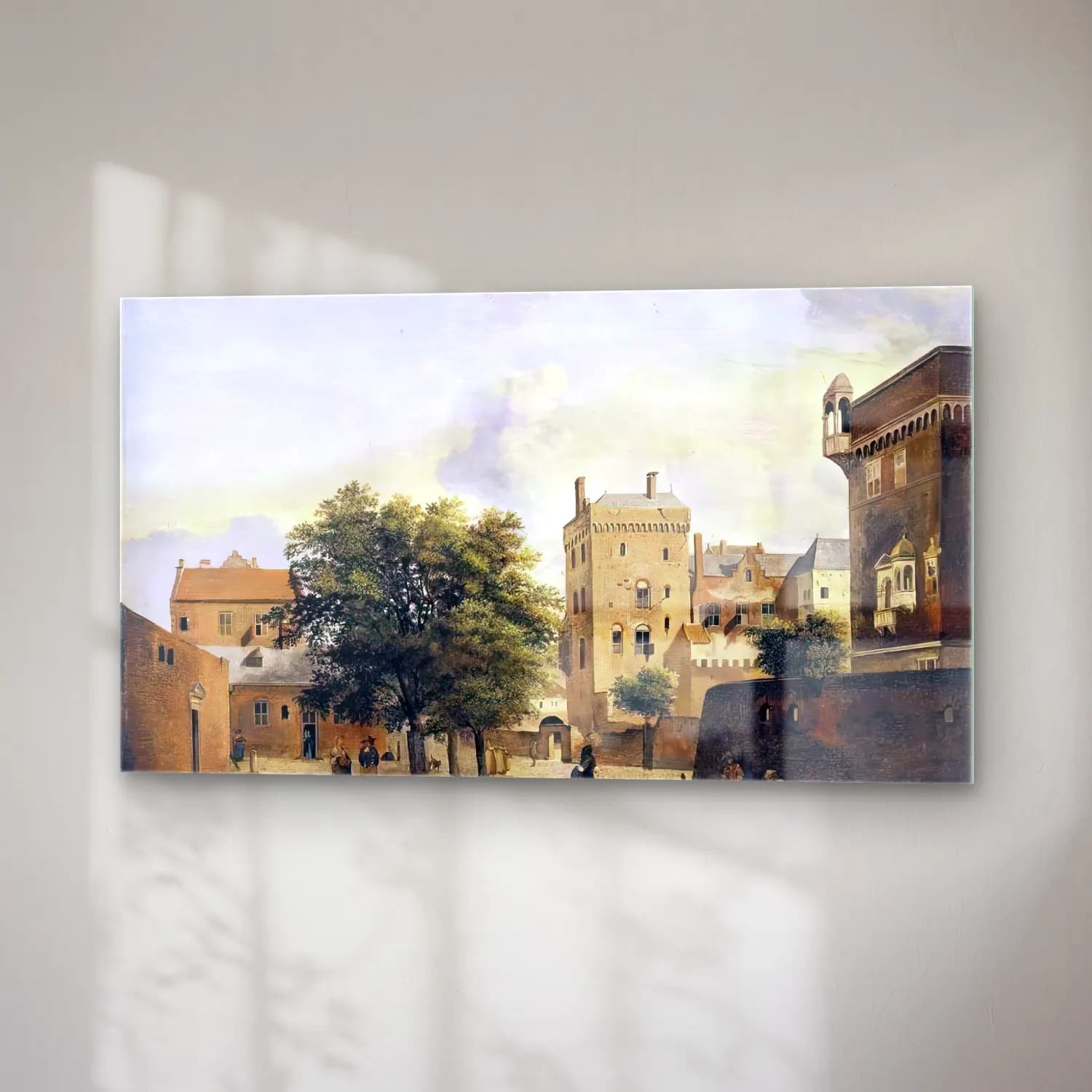 Jan van der Heyden – View of a Small Town Square cam tablo — sağ açıdan görünüm