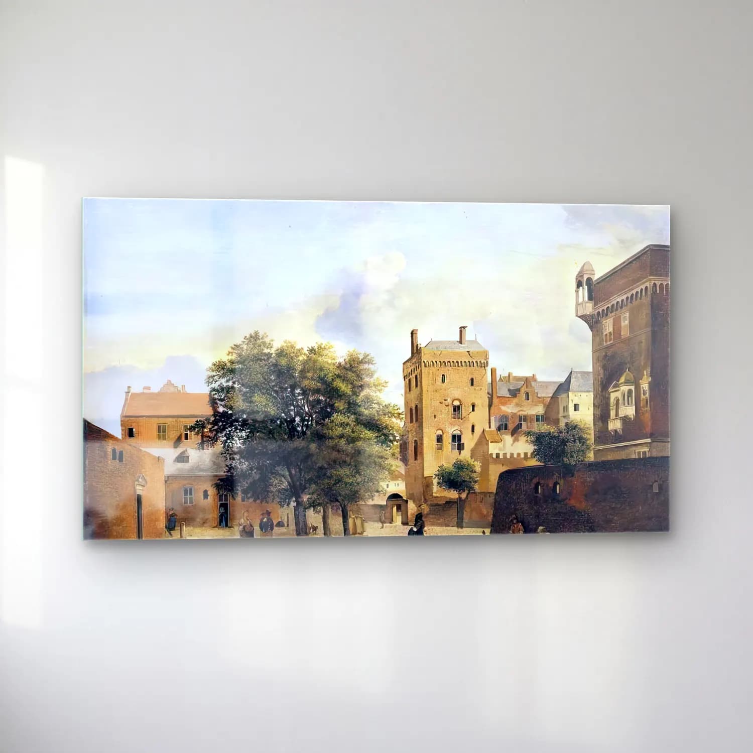 Jan van der Heyden – View of a Small Town Square cam tablo — sol açıdan görünüm