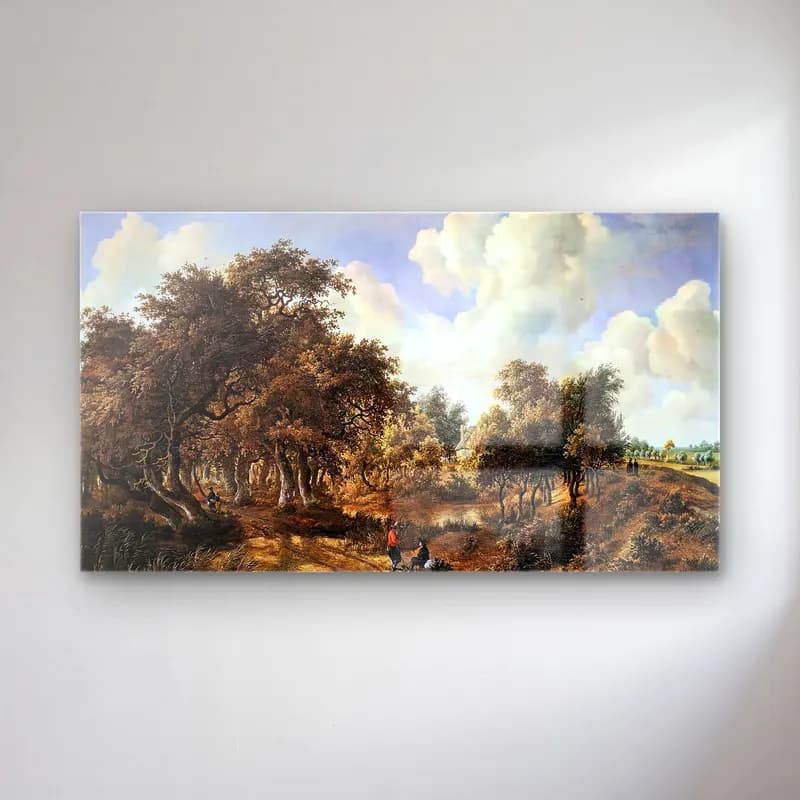 Meyndert Hobbema – A Wooded Landscape cam tablo — Meyndert Hobbema – A Wooded Landscape — yağlı boya orman