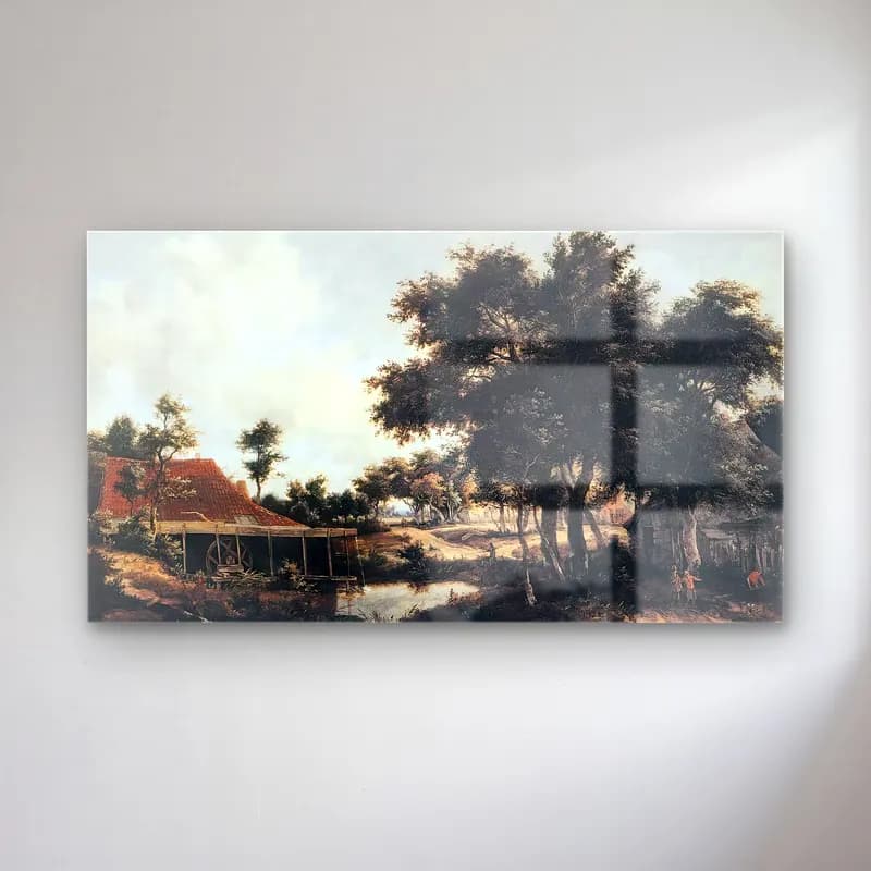 Meyndert Hobbema – The Water Mill cam tablo — Meyndert Hobbema – The Water Mill — yağlı boya kır evi