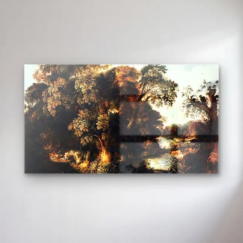 Alexander Keirinckx – Forest Scene cam tablo — Alexander Keirinckx – Forest Scene — yağlı boya kırda nehir