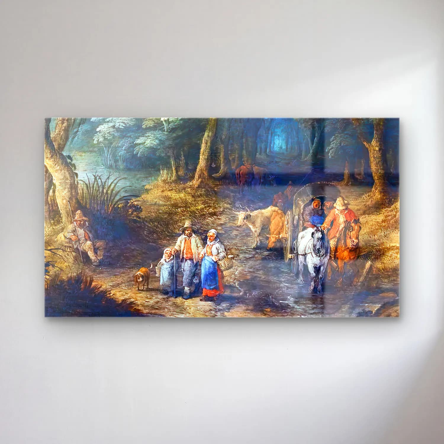 Alexander Keirinckx – Travellers on a Forest Path (detail) cam tablo — Alexander Keirinckx – Travellers on a Forest Path (detail) — vintage dini sahne