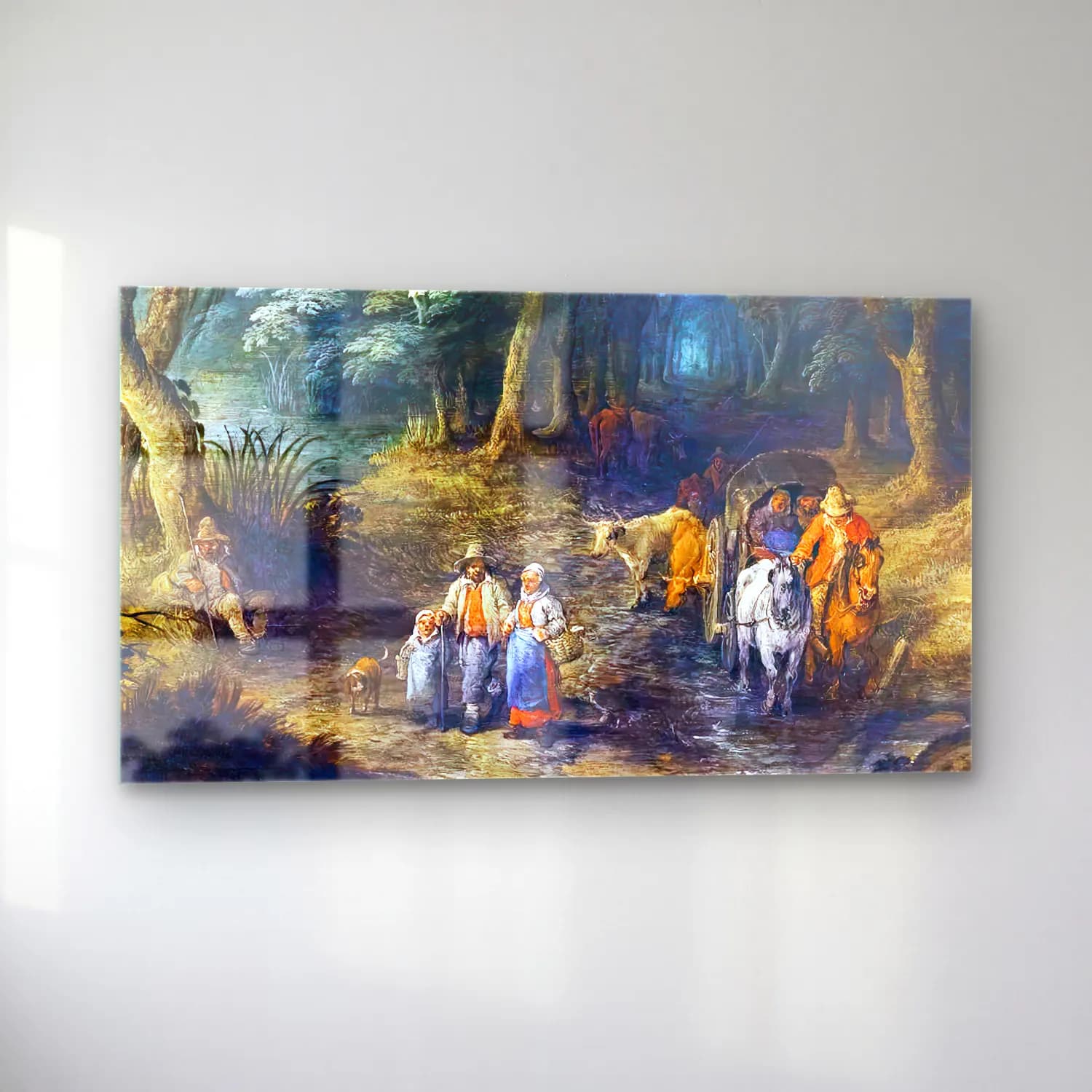 Alexander Keirinckx – Travellers on a Forest Path (detail) cam tablo — sol açıdan görünüm