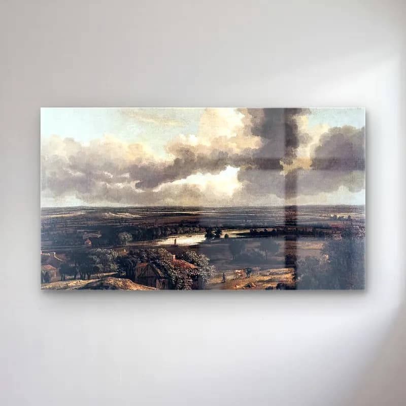 Philips Koninck – Dutch Landscape Viewed from the Dunes cam tablo — Philips Koninck – Dutch Landscape Viewed from the Dunes — yağlı boya kırda nehir
